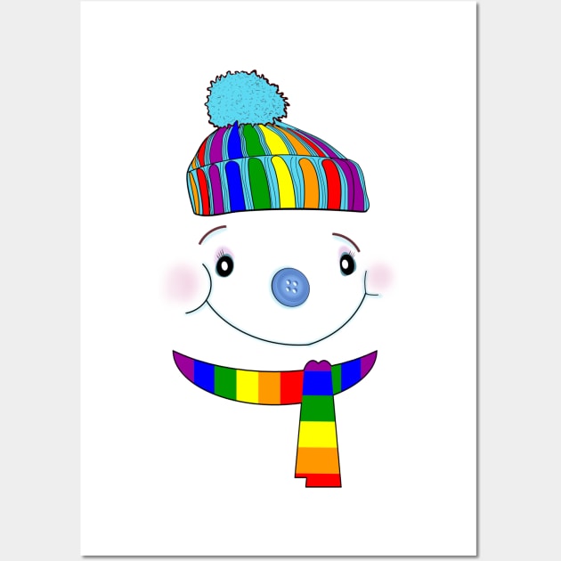 Cute Women's LGBTQ Winter Snowwoman Snowman Face Gay Pride Toboggan Scarf Wall Art by egcreations